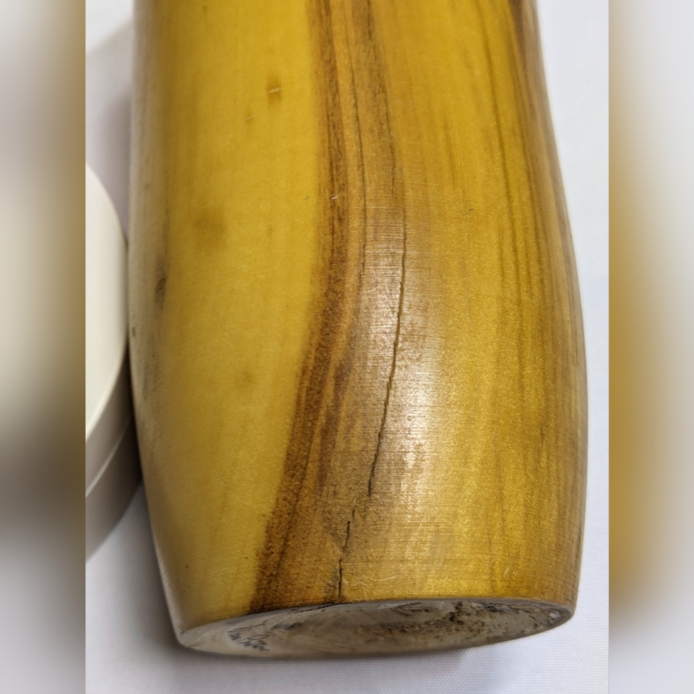 Dave Patton Signed Wood Vase, Lathe Turned Hard Maple?, 9" - Picture 8 of 11